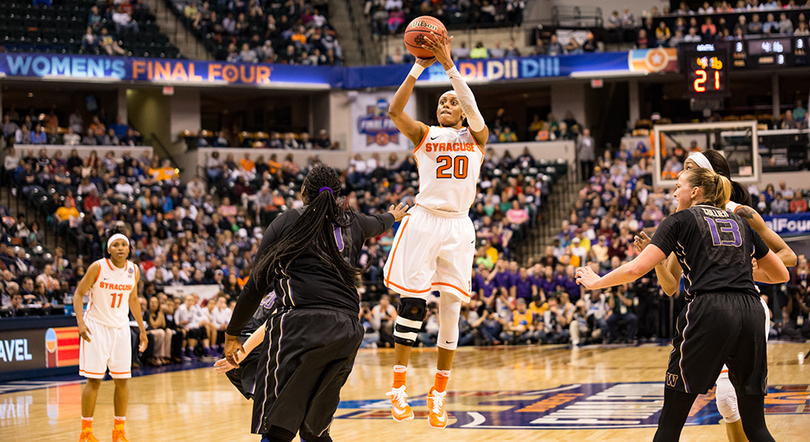 Students celebrate Syracuse women&#8217;s basketball Final Four win inside Schine