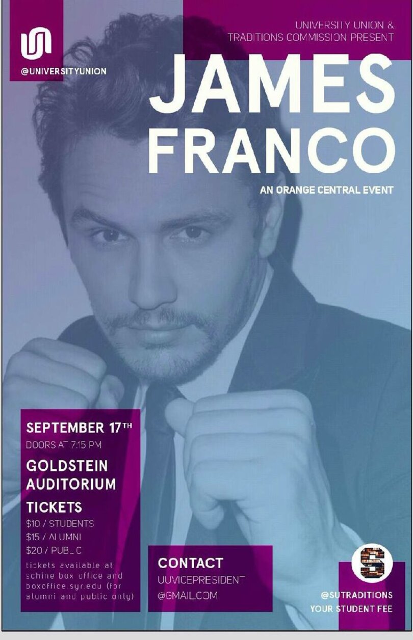 James Franco to speak at Syracuse University during Homecoming Weekend