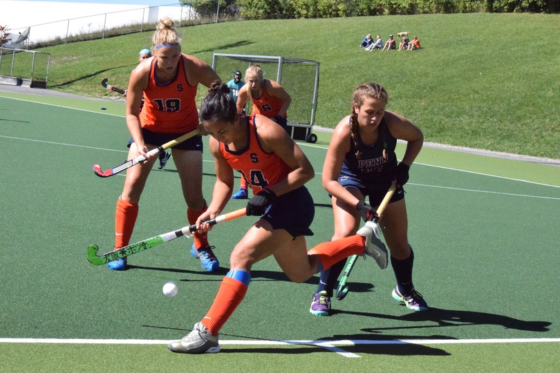 Syracuse overcomes slow start to blow out Penn, 4-0