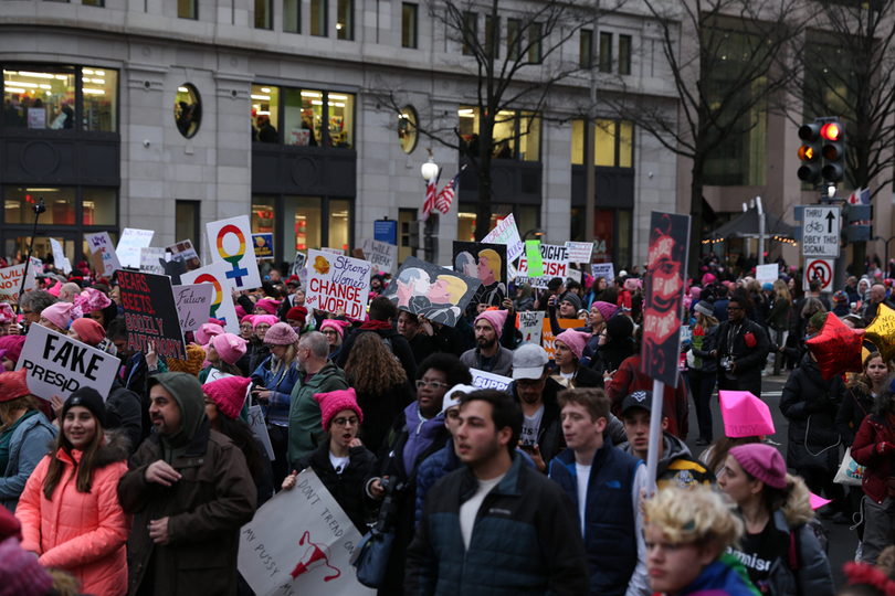 On streets of the nation’s capital, thousands swarm to support women’s rights and protest Donald Trump