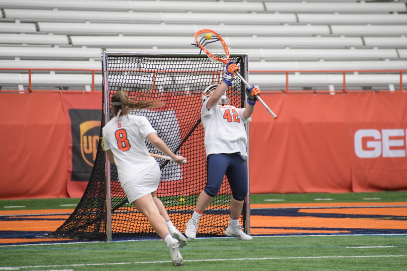 Hannah Van Middelem stars in goalie relief in SU&#8217;s 12-11 2OT loss to Princeton