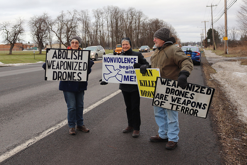 Anti-drone group protests at Syracuse Hancock International Airport