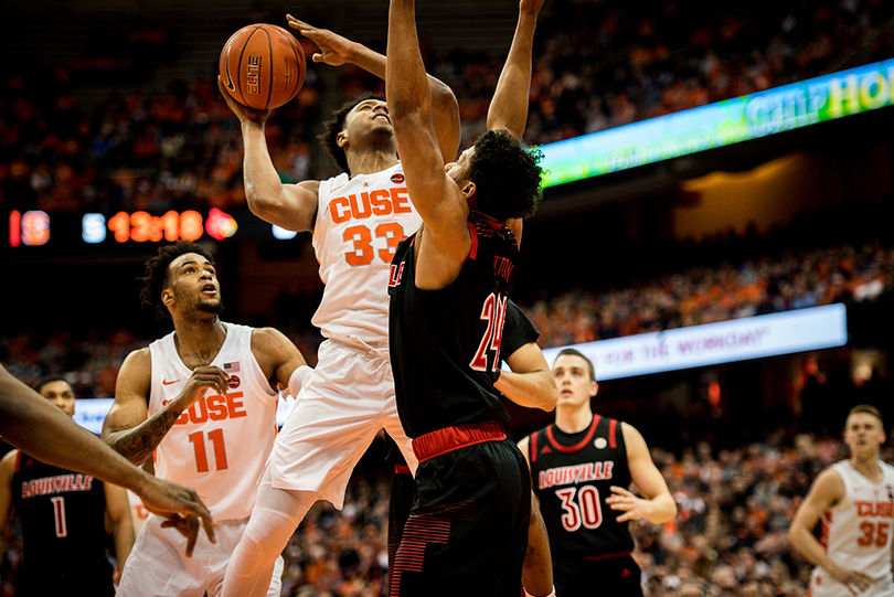 Oshae Brissett, Elijah Hughes lead charge as Syracuse upsets No. 18 Louisville, 69-49