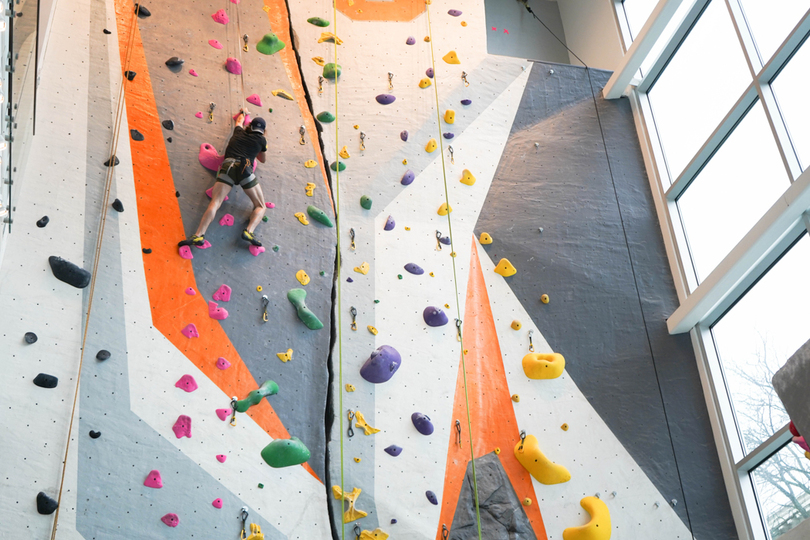 Take advantage of the unique workout the Barnes Center rock wall offers