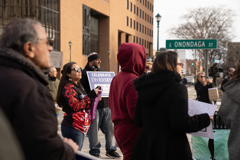 Dozens protest verdict to keep Columbus statue in Syracuse&#8217;s center