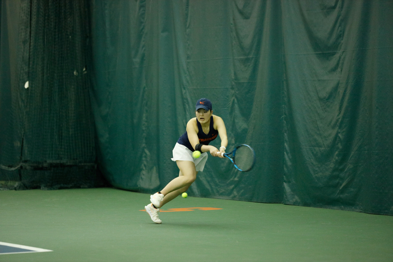 Miyuka Kimoto falls in both singles, doubles matches against Blue Devils